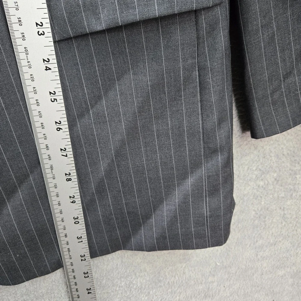 Ralph Ralph Lauren Men Jacket 44 Gray Striped Blazer‎ 2 Button Wool
